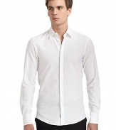 THE LOOKSlim fit silhouetteTonal textured pinstripe designShirt collarFront button closure Long button cuff sleeves Shirttail hemBack yoke and seam detailsTHE MATERIAL75% cotton/25% rayonCARE & ORIGINMachine washMade in Italy