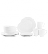 Every meal is made easier with the timeless versatility of White Basics Studio dinnerware. Modern coupe and classic rimmed shapes in glazed porcelain come together in place settings that suit virtually any table. By Maxwell & Williams.