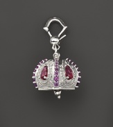 Inspired by Zen philosophy, this polished sterling silver Raja meditation bell from Paul Morelli is set with pink rhodolite and amethyst.
