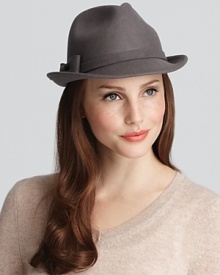 The classic fedora is given a playful update with bow detail at side. The classic fedora is given a playful update with bow detail at side.