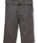 Classic cotton shorts from GUESS Kids get a stylish revamp with a fun bandana print lining and logo details.