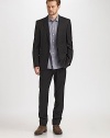 Sartorial standard beautifully crafted in fine merino wool.One-button closureFront flap pocketsAbout 27 from shoulder to hemWoolDry cleanImported of Italian fabric