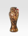 A lovely little vase is handcrafted in weighty matte antiqued goldplated pewter with Swarovski detail and intricate handpainting. 5½H X 2½ diam.Handcrafted in USA