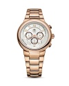 Philip Stein® active rose gold plated chronograph watch with integrated bracelet strap and a butterfly buckle closure.