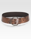 Pitone buckle belt. Width, about 2 Imported 