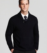This exceptional pullover is modeled on a classic shawl collar silhouette but cleverly updated in decadently soft pima cotton for a luxurious feel.