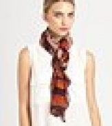 A hand-printed, tribal-inspired print on a lightweight gauze scarf.Viscose40 X 74Hand washImported