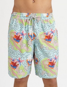 A colorful tropical turtle print adorns these quick-dry trunks, complete with drawstring waist and back eyelets to avoid a ballooning effect.Drawstring elastic waistBack flap pocket with grip-tape closureMesh liningPolyamideMachine washImported A colorful tropical turtle print adorns these quick-dry trunks, complete with drawstring waist and back eyelets to avoid a ballooning effect.Drawstring elastic waistBack flap pocket with grip-tape closureMesh liningPolyamideMachine washImported