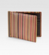Slim leather case in signature striped leather, crafted in Italy.Eight card slotsCenter bill clip4½W X 3½HMade in Italy