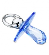 An adorable gift for new parents, the sapphire pacifier figurine combines faceted Swarovski crystal with a ring of polished silvertone metal.