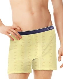These sleek microfiber stretch Calvin Klein boxers feature a contemporary fit with contrasting trim. These sleek microfiber stretch Calvin Klein boxers feature a contemporary fit with contrasting trim.