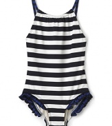 Juicy Couture Girls' Striped Mailot Swimsuit - Sizes 2-12