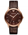 A richly designed watch from Emporio Armani with rosy and chocolate colors.