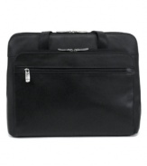 Savvy and stylish, this laptop bag from Kenneth Cole Reaction gets the job done. Crafted in rich, top-grain Nappa leather, it's exceedingly soft, yet sturdy enough to survive the daily grind. The roomy, triple-compartment interior is fully lined and has more than enough space for even the most bogged down businesswoman. Limited lifetime warranty.