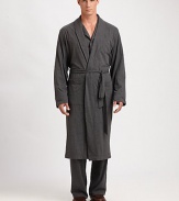 Classic robe is rendered from breathable, brushed and lightweight organic cotton for superior softness, with a double belt loop and button detail, setting the standard premium comfort and versatility.Shawl collarFront patch pocketsSelf-tie belt at waistAbout 50 from shoulder to hemCottonMachine washImported