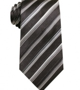 A clean, classic stripe gives this Alfani tie sophisticated appeal.