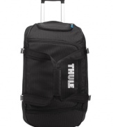 The wide mouth of this rolling duffel opens to a large-capacity divided main compartment that has space for all of your gear and also lets you separate dirty from clean or wet from dry.  A heat-molded, crush-proof compartment offers a safe place for your fragile belongings, like electronics or accessories.  25-year warranty.