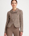 Wonderfully textural tweed, tailored in a body-conscious, ultra feminine silhouette.Notched foldover collarAsymmetrical button frontSide welt pocketsFully linedAbout 19 from shoulder to hem95% metallic thread/5% polyesterDry cleanImportedModel shown is 5'10½ (177cm) wearing US size 4. 