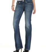 A good pair of classic bootcut jeans never go out of style -- try Seven's petite whiskered medium wash version!