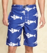 You'll be a big fish in the style pond in these snazzy Tommy Hilfiger printed swim shorts.