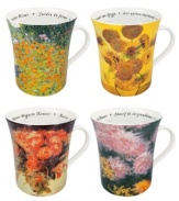 A fresh cup is always in reach with Les Fleurs Chez mugs by Konitz. Landscapes by Klimt, van Gogh, Renoir and Monet are recreated in easy-care porcelain you can appreciate every day.