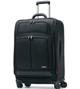 A distinguished bag that knows (and conquers) business matters. Clean, modern lines mix with traditional styling to bring a lasting rugged durability to each and every trip. Smooth-rolling spinner wheels keep up even around the trickiest travel obstacles, while an expanding main compartment offers incredible flexibility to packing. 10-year warranty. Qualifies for Rebate