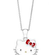 Cute and cool, this sterling silver pendant from Hello Kitty offers a whimsical touch perfect for any casual occasion. Approximate length: 18 inches. Approximate drop: 3/4 inch.