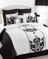 In black and white chic, this Santorino comforter set exudes elegance with a traditional flourish design, intricate quilting and embroidery and enough components to give your space a brand new look.