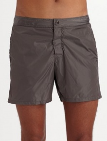 A favorite partner for the sun and sand, finely shaped in quick-dry nylon with slightly cropped legs and patch pockets in back. Back patch pocket Mesh lining Inseam, about 5 Polyamide Machine wash Imported 