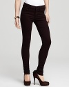 rag & bone/JEAN skinnies in a rich wine hue lend forward style to your everyday wardrobe. Black hardware lends edge to the modern denim look.