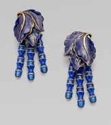 This boldly colored, hand-painted resin design features a trio of beaded drops. Hand-painted resin over brassPlastic beadsDrop, about 2½Clip-on backMade in USA 
