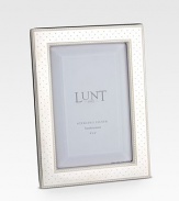 A stunning display for a treasured photograph, designed in heirloom-quality sterling silver with Swiss-dot detail. Accommodates a 5 X 7 photograph Overall, 7 X 9 Sterling silver Made in USA 