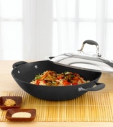 Discover the simple pleasures of stir fry! Superior wok is ideal for stir frying because of large surface area and hard-anodized material that provides great cooking results. Dupont's Autograph® nonstick surface for easy cleanup. Limited lifetime warranty.