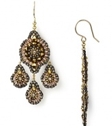 Miguel Ases' gold-flecked earrings are a glamourous take on beads. Equal parts delicate and dramatic, these shapely chandeliers beg for a bold lip and slinky gown.