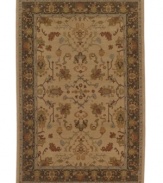 Vintage tones are arranged in a transitional floral motif upon this Cornwall area rug from Karastan's Bellingham collection, adding a perfect accent to classic and modern decors alike. Crafted of rich New Zealand wool.