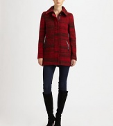 Italian fabrication gives this bold coat with leather trim and a sleek, concealed front zipper instant appeal.Collar neckConcealed front zipperButton closureLeather-trim along slash pocketsBack yokeFully linedAbout 30 from shoulder to hem37% acrylic/26% wool/23% polyester/9% alpaca/5% polyamideDry clean by leather specialistImported Model shown is 5'11 (180cm) wearing US size Small. 