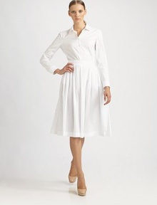 Soft, skinny allover pleats dress up this airy, woven cotton style.Banded, pleated waistbandPleated skirtConcealed back zipAbout 28 from natural waistCottonDry cleanMade in Italy of imported fabricModel shown is 5'10 (177cm) wearing US size 4. 