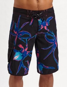 A photo-negative floral print enlivens a modern, quick-dry favorite styled with a long inseam and easy fit. Lace-up drawstring waist Mesh lining Inseam, about 12 Polyester Machine wash Imported 