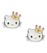 The royal treatment. This pair of sterling silver Princess Kitty stud earrings from Hello Kitty makes for quite the crowning achievement. Approximate diameter: 1/2 inch.