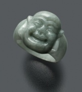 Keep happiness at your fingertips with this infectiously smiling Buddha ring crafted in jade (16 mm). Size 7.