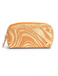 THE LOOKZebra-inspired metallic swirls on canvasPetite rectangular silhouetteTop zip closure with studded leather pullSignature goldtone S studInside logo printTHE MEASUREMENT5¾W X 3H X 1½DTHE MATERIALCanvasFully linedORIGINImported