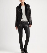 A genuine sheepskin jacket with butter-soft leather sleeves offering a hint of edgy-chic style.Notched collarLeather sleevesAsymmetrical zipper closureZipper slash pocketsFully linedAbout 24 from shoulder to hemSheepskinDry clean by leather specialistImported Model shown is 5'10½ (179cm) wearing US size Small. 
