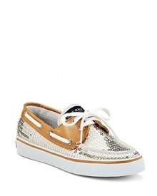 Evening at the yacht club? Dress accordingly with sequin-bedecked boat shoes from Sperry Top-Sider. Evening at the yacht club? Dress accordingly with sequin-bedecked boat shoes from Sperry Top-Sider.