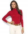 Lauren Ralph Lauren's classic long-sleeved petite turtleneck is crafted in soft cotton for easy style and comfort.