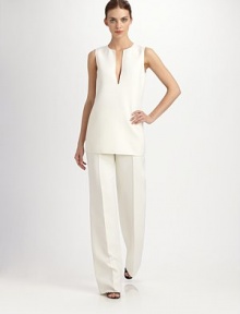 Broadcloth trousers are tailored and darted for a fabulous fit.Darts at front and back waist Creases down center front and back legs Invisible side zip closure Inseam, about 36 Wool; dry clean Made in Italy Broadcloth trousers are tailored and darted for a fabulous fit.Darts at front and back waist Creases down center front and back legs Invisible side zip closure Inseam, about 36 Wool; dry clean Made in Italy