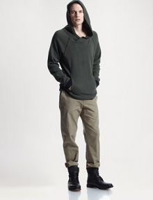 This classic hooded sweatshirt will become your go-to favorite, rendered in soft, textured, recycled cotton blend.Attached hoodKangaroo pockets70% recycled cotton/30% acrylicHand washMade in USA This classic hooded sweatshirt will become your go-to favorite, rendered in soft, textured, recycled cotton blend.Attached hoodKangaroo pockets70% recycled cotton/30% acrylicHand washMade in USA