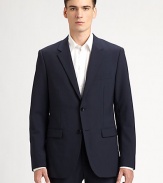 A modern-fitting classic, handsomely tailored with clean lines and a two-button front. Notch lapel Single back vent About 29½ from shoulder to hem 96% Italian wool/4% Lycra; dry clean Imported 