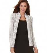 Put some sparkle in your style with this glamorous Alex Evenings jacket, a chic and versatile statement piece.