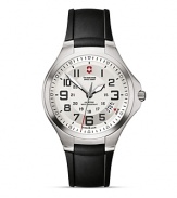Bold numerals lend contemporary style to this analog quartz watch from Swiss Army.
