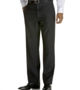 A subtle stripe adds extra style to these cool, flat front pants from Calvin Klein.